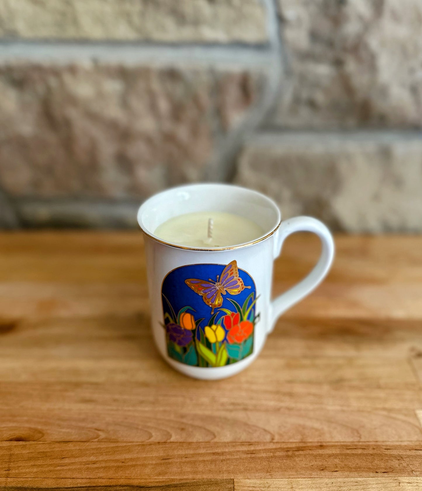Japanese floral mug candle