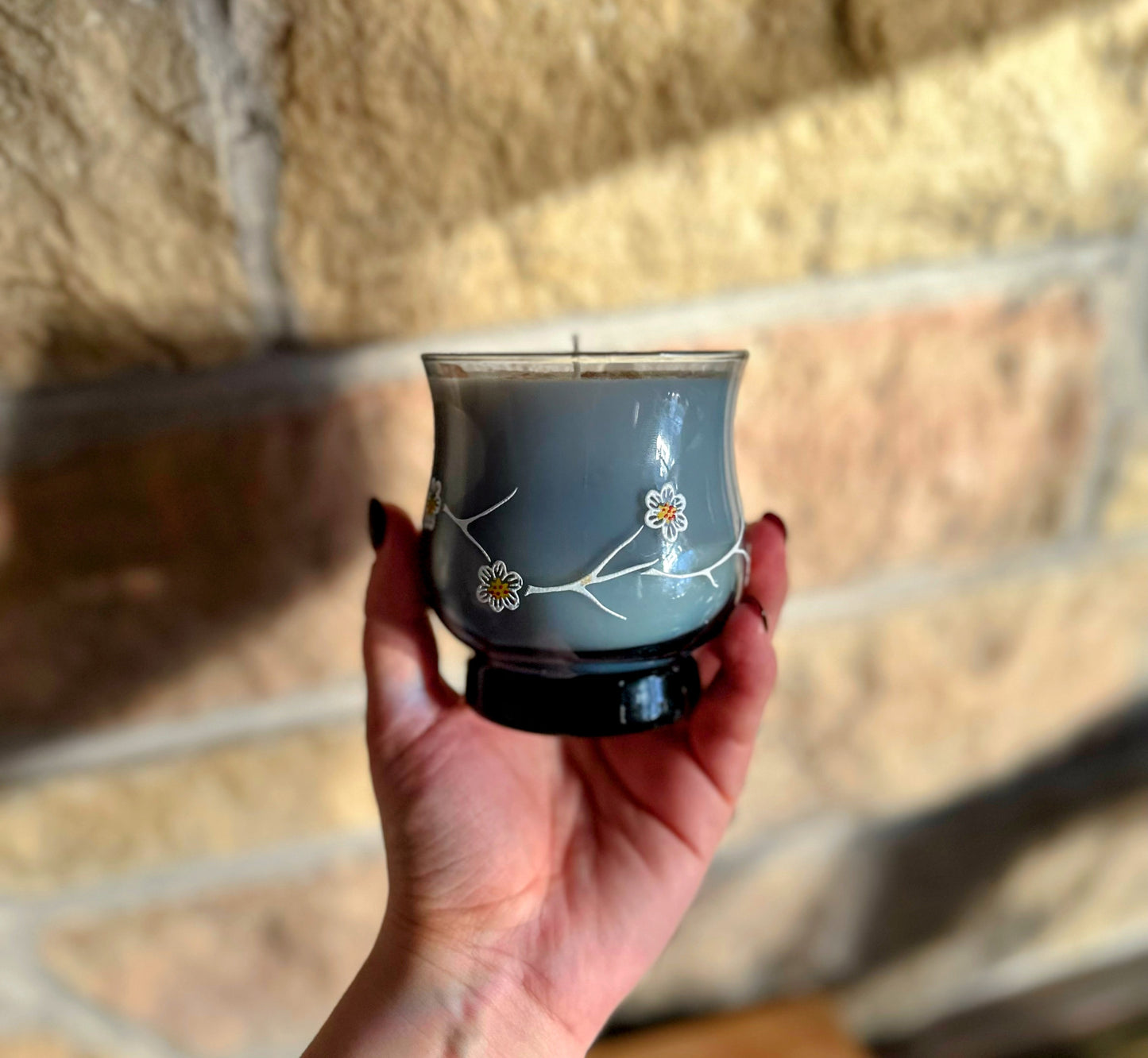 Floral printed candle