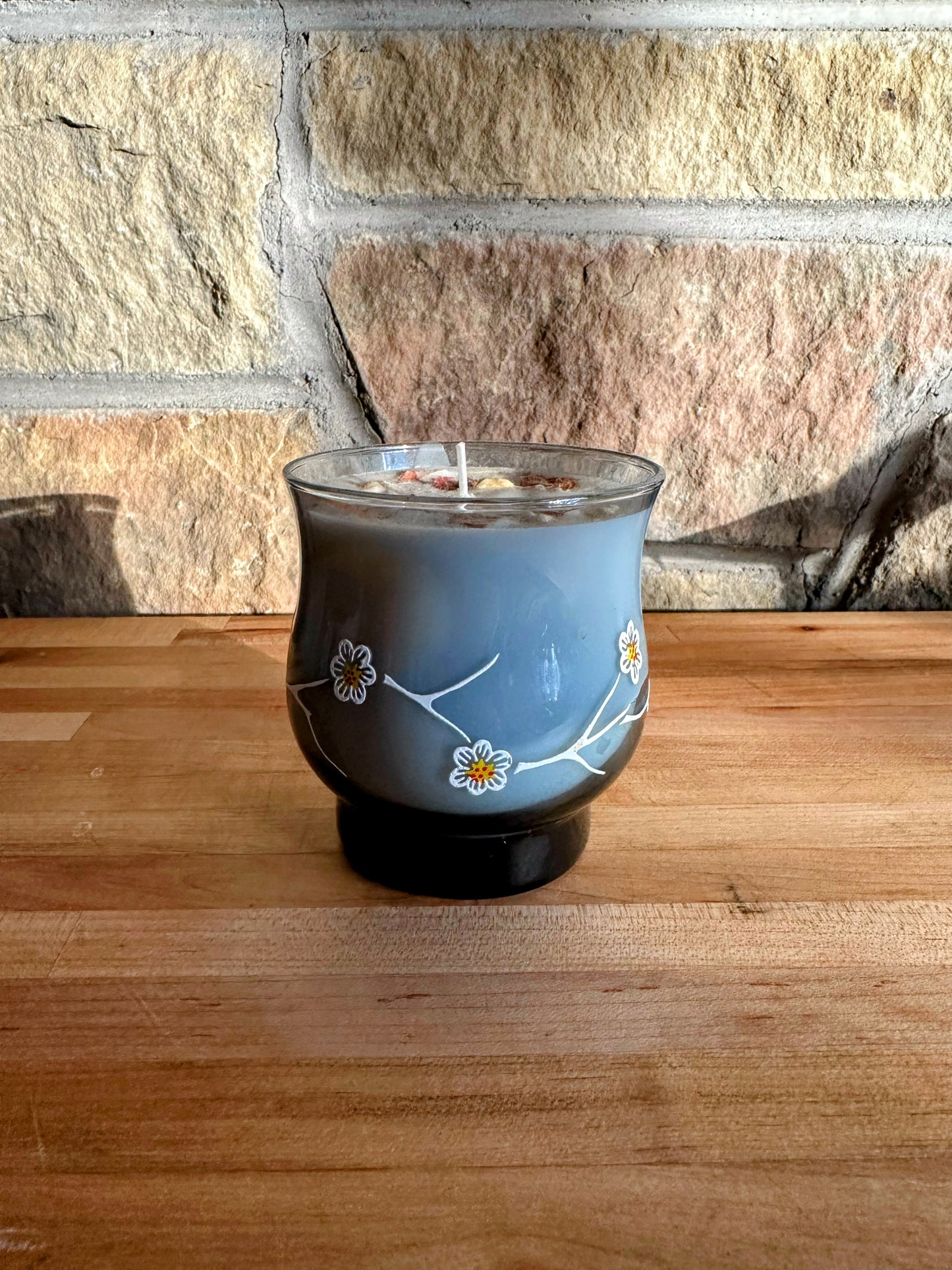 Floral printed candle